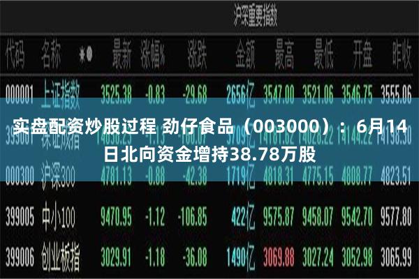 实盘配资炒股过程 劲仔食品（003000）：6月14日北向资金增持38.78万股